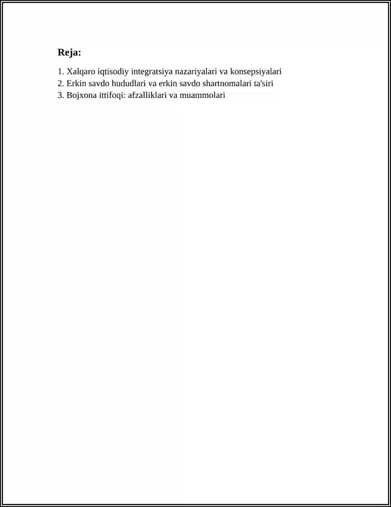 XALQARO IQTISODIY INTEGRATSIYA JARAYONLARI 2