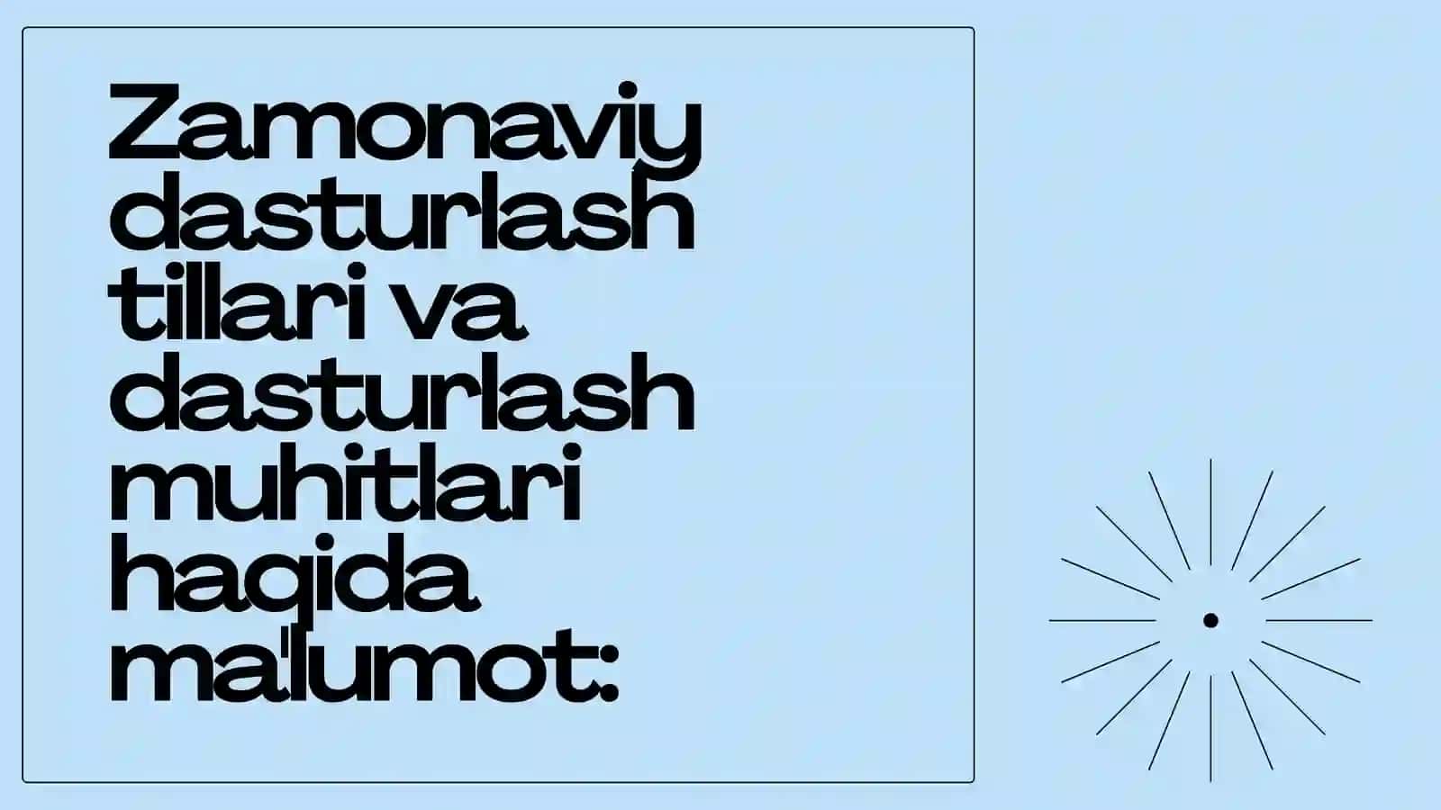 Zamonaviy Dasturlash Tillari 2