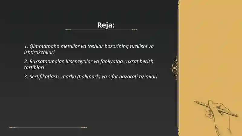 Qimmatbaho metallar va toshlar bozorining tuzilishi va ishtirokchilari 2