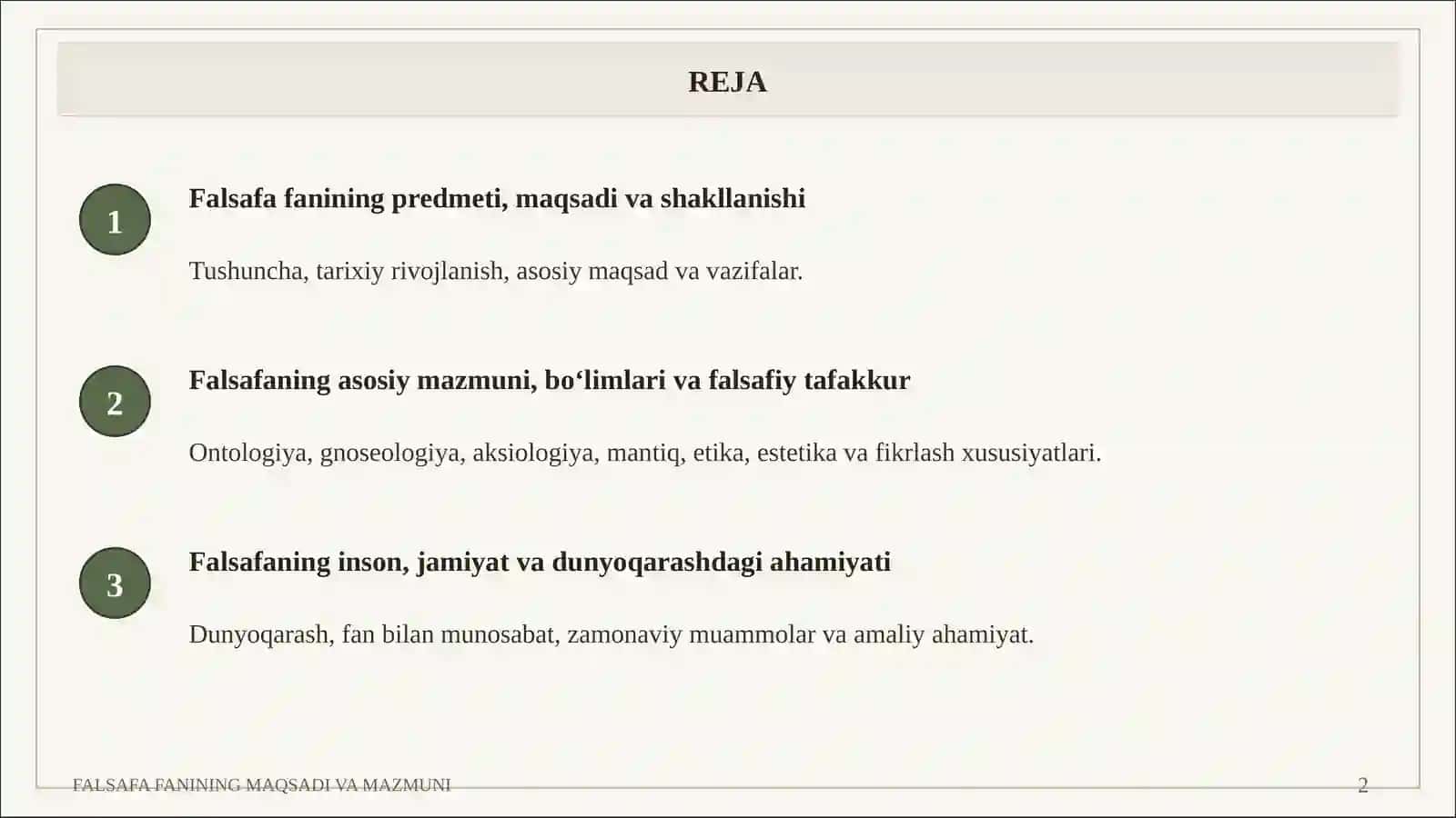 FALSAFA FANINING MAQSADI VA MAZMUNI 2