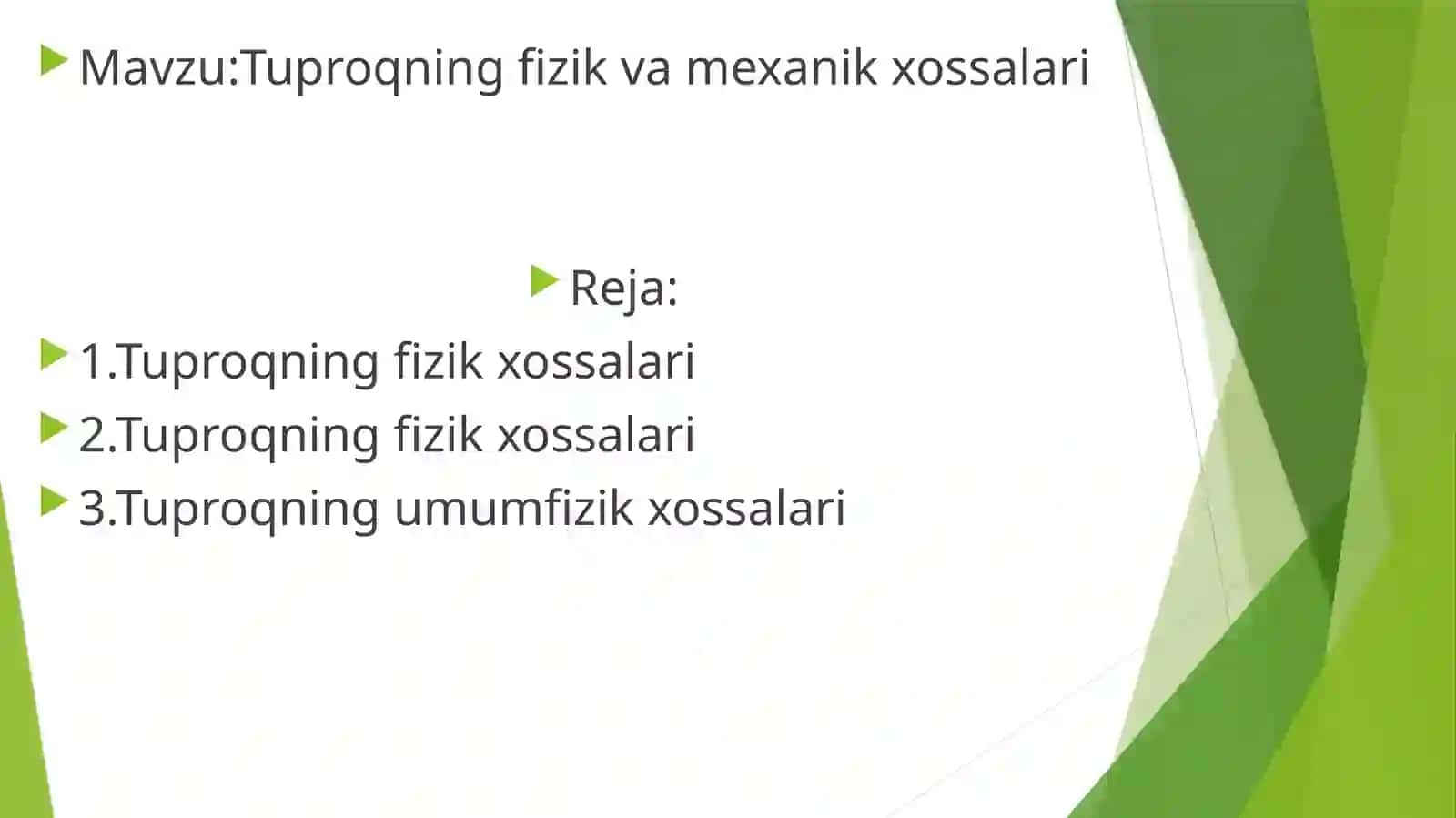 Tuproqning fizik va mexanik xossalari 2