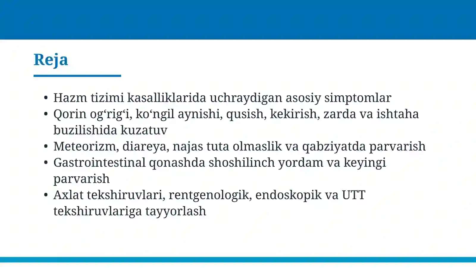 Hazm tizimi kasalliklarida bemorni parvarish va kuzatish 2