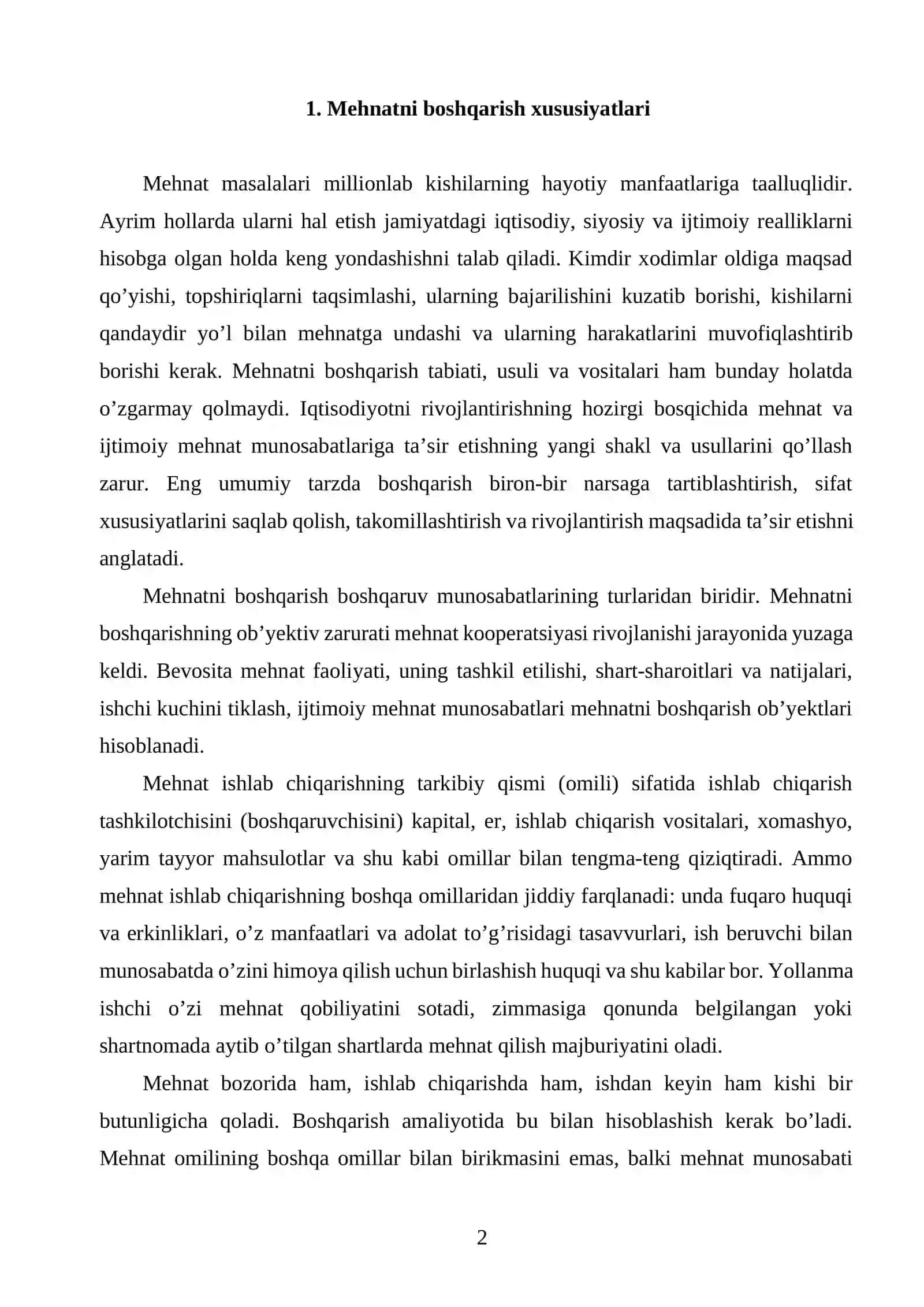 Mehnatni boshqarish 2