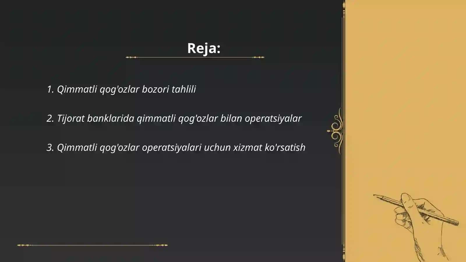 Tijorat banklarida qimmatli qoĝozlar bilan operatsiyalar bajarishning servisini tashkil etish 2