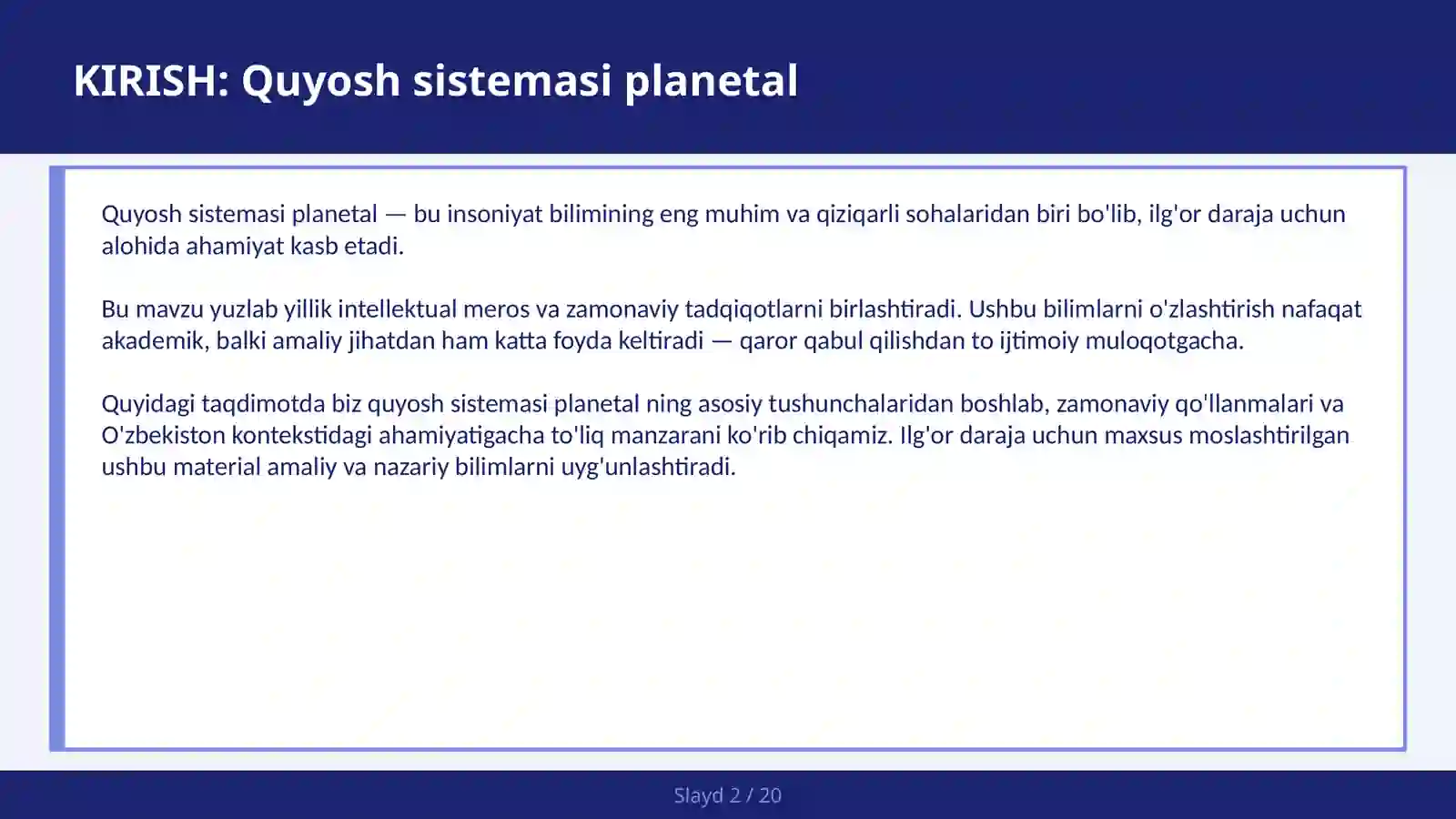 Quyosh Sistemasi Planetal 2