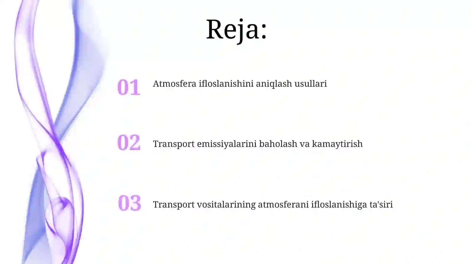 Atmosferaning transport chiqindilari bilan ifloslanishi aniqlash 2