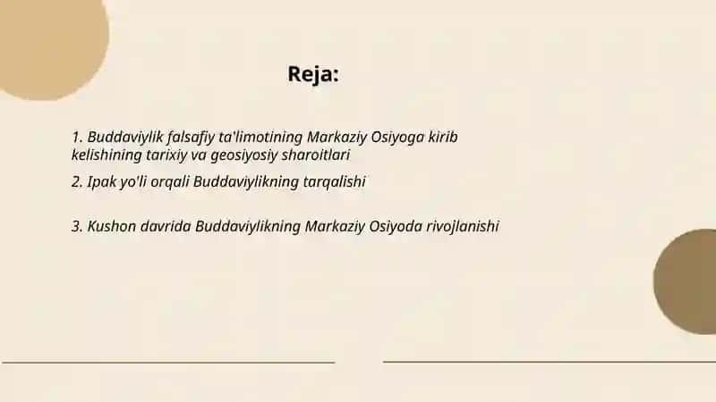 Buddaviylik falsafiy ta'limotining Markaziy Osiyoga kirib kelishi 2