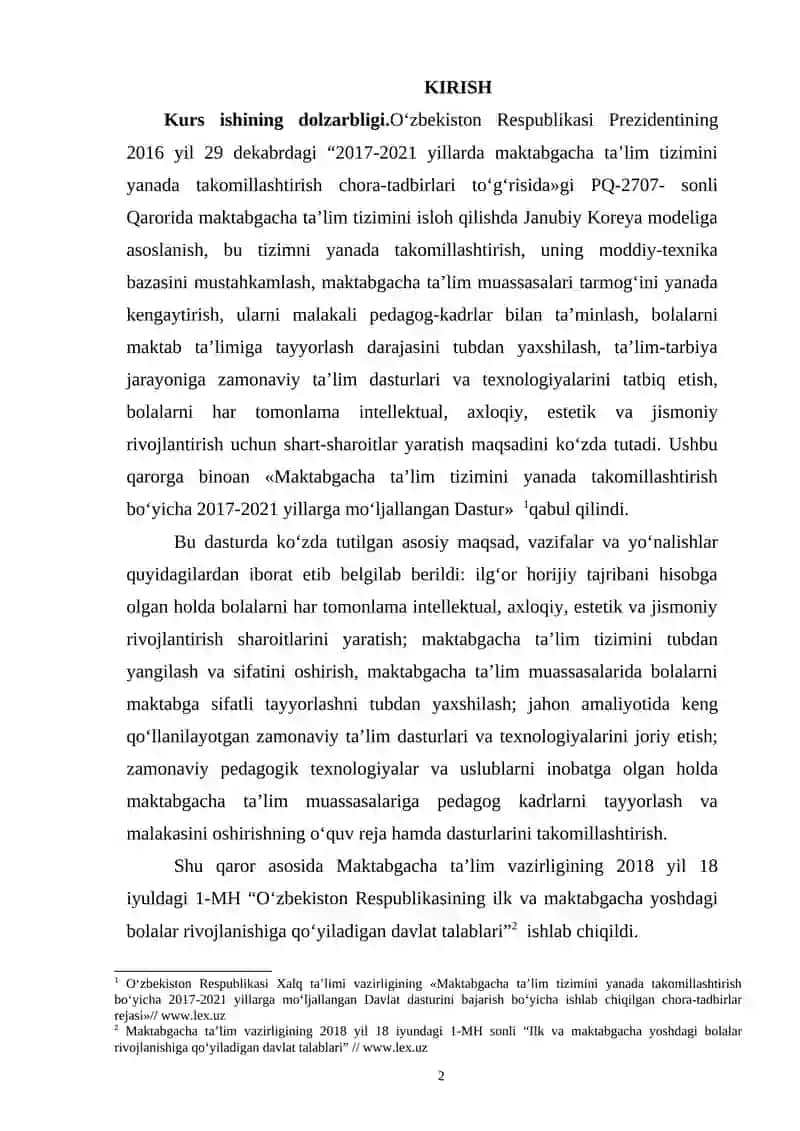 MTTLARIDA MATEMATIK TUSHUNCHALARNI SHAKLLANTIRISH YUZASIDAN METODIK ISHLARNING MAZMUNI 2