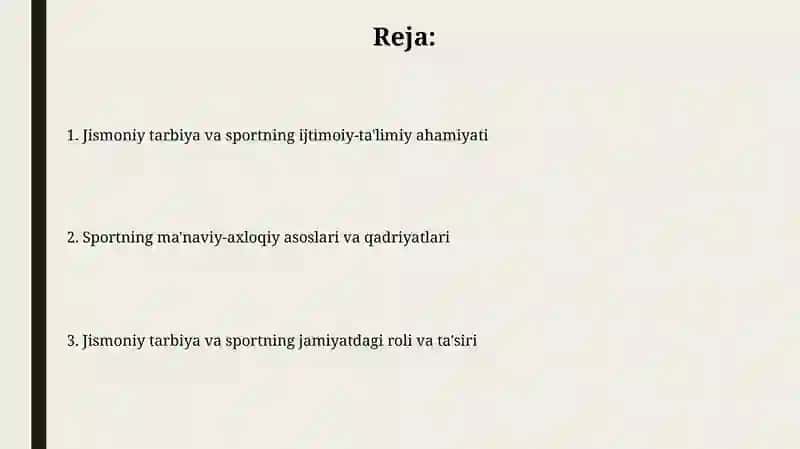 Jismoniy tarbiya va sportning ijtimoiy tarbiyaviy va ma’naviy mohiyatlarini o‘rganish 2