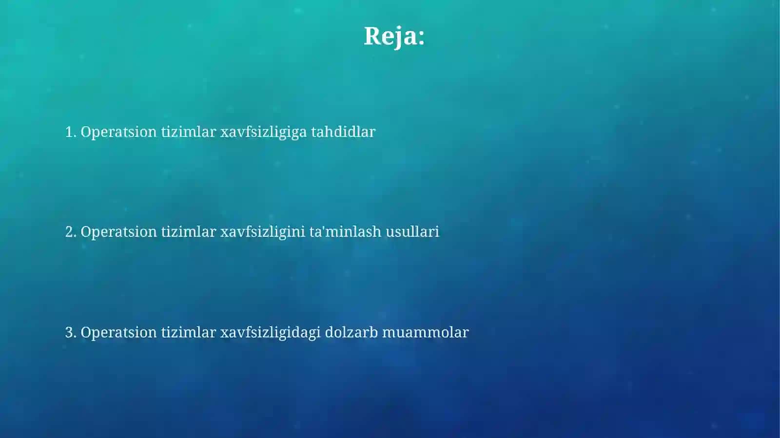 Operatsion tizimlarda xavfsizlik masalalari 2