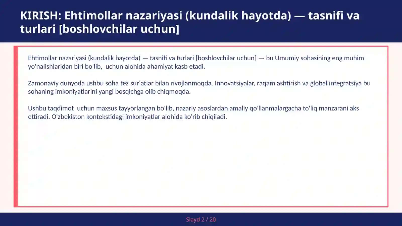 Ehtimollar nazariyasi (kundalik hayotda) — tasnifi va turlari [boshlovchilar uchun] 2
