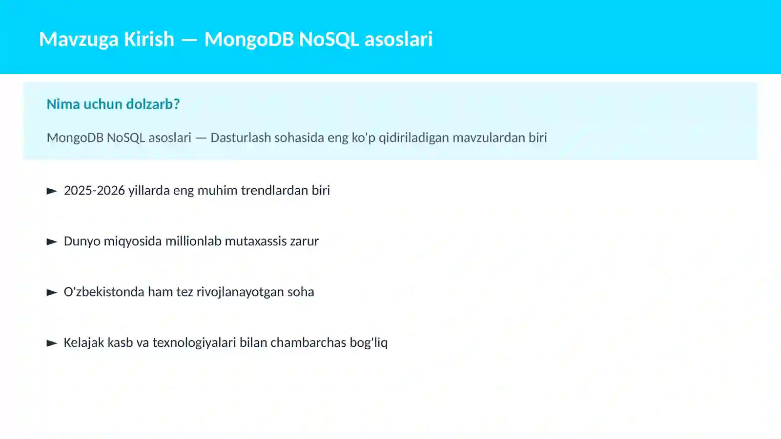 MongoDB NoSQL asoslari 2