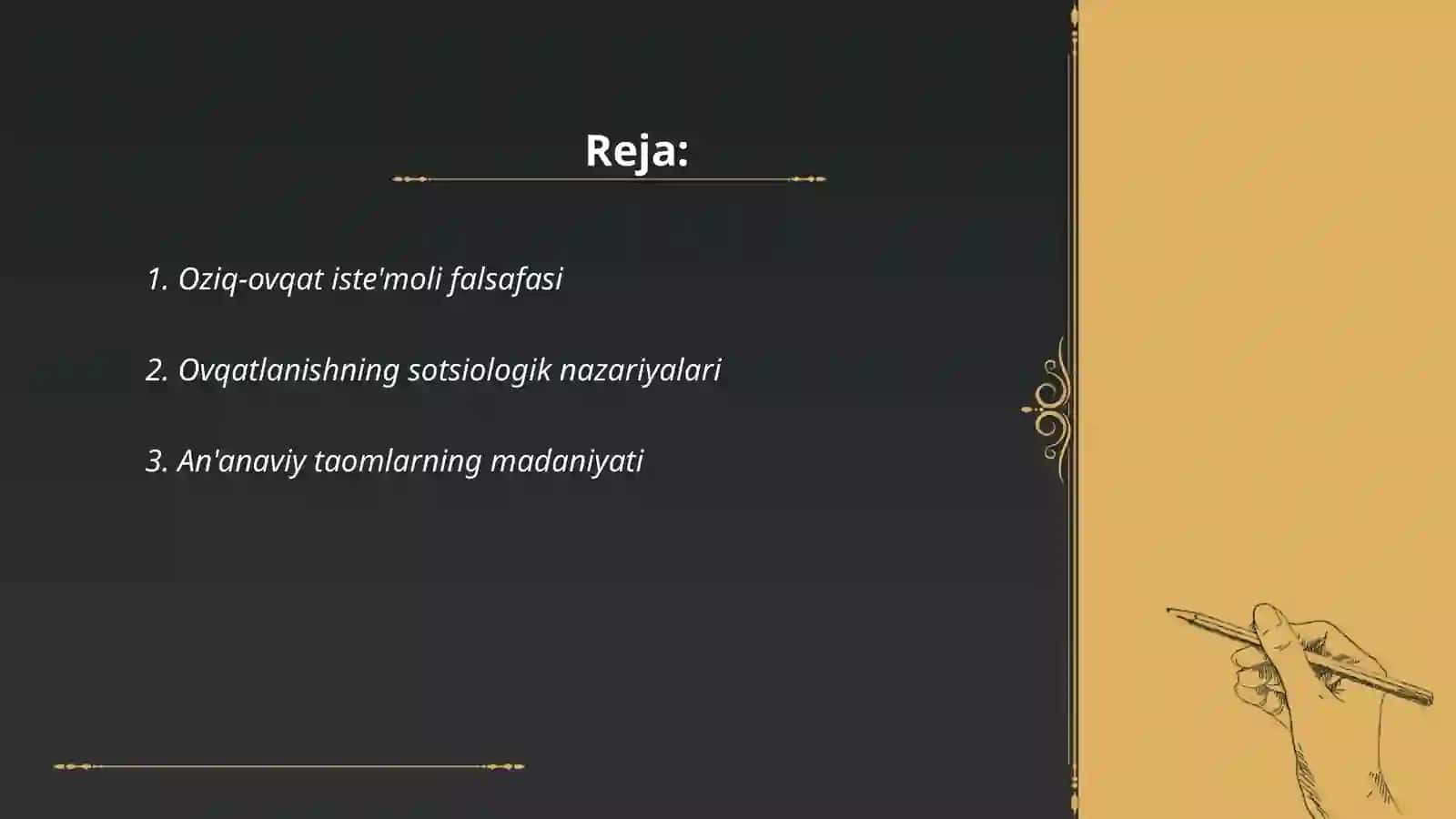 Oziq-ovqat iste'moli falsafasi 2