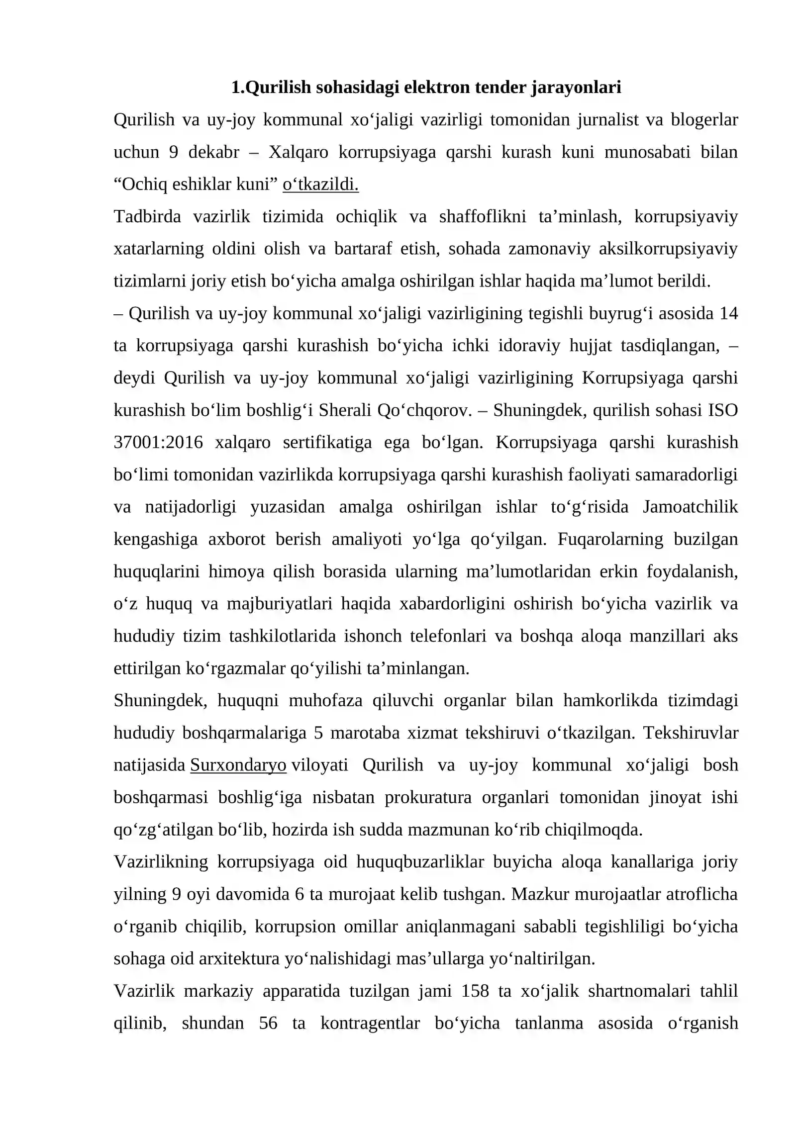 QURILISH  ISHLARINI BAJARISHDA TENDER O'TKAZISH TARTIBINI BELGILASH 2