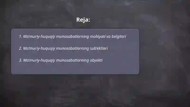 Ma’muriy-huquqiy munosabatlar va ularning turlar 2