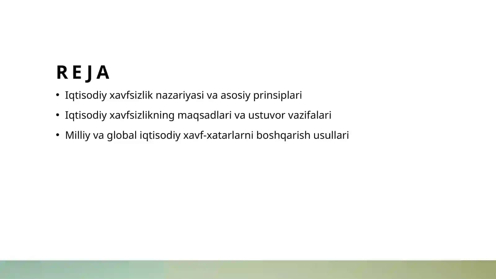 Иктисодий хавфсизлик фанининг предмети ва вазифалари 2