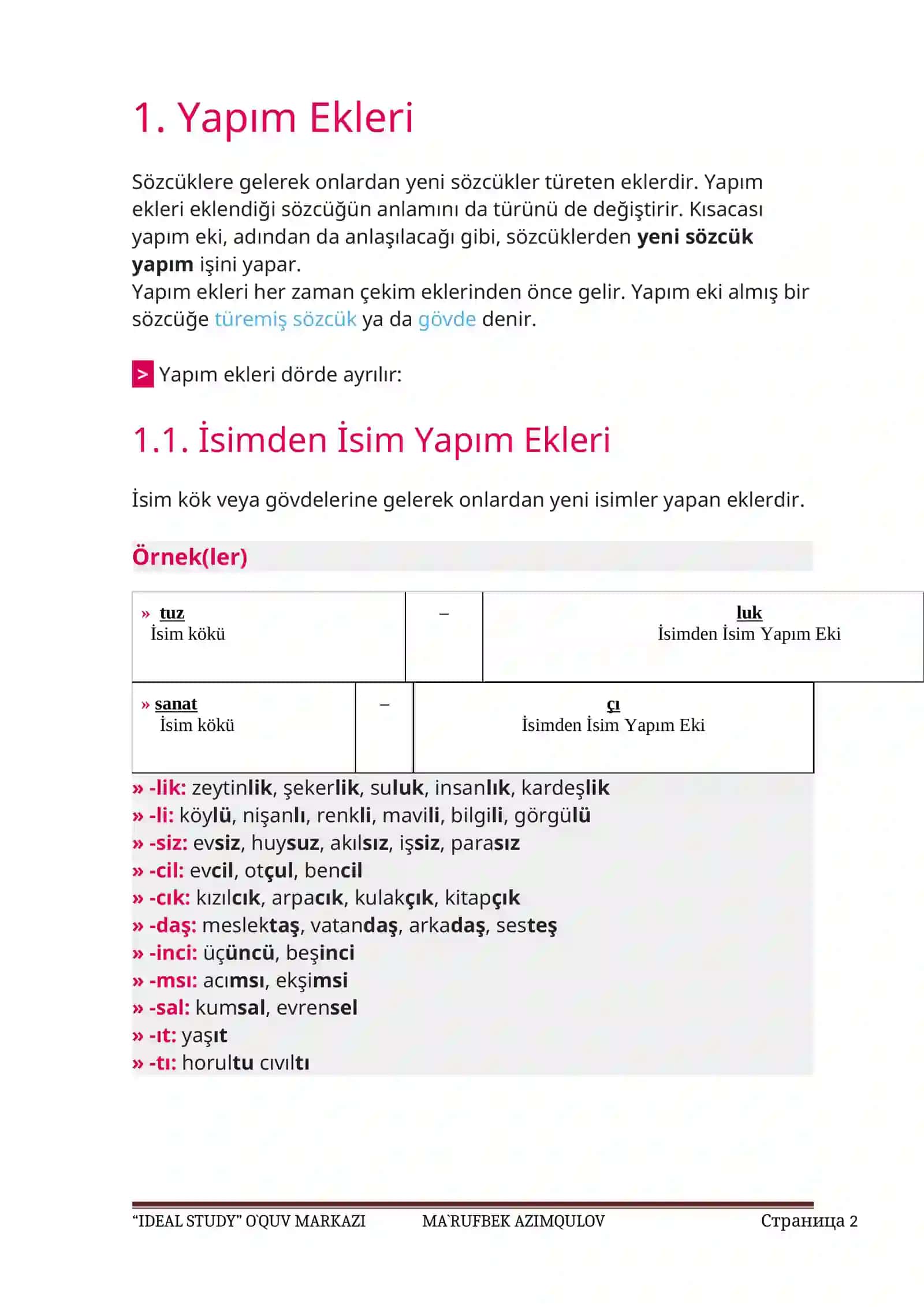 TÜRK DILINDE EKLER 2