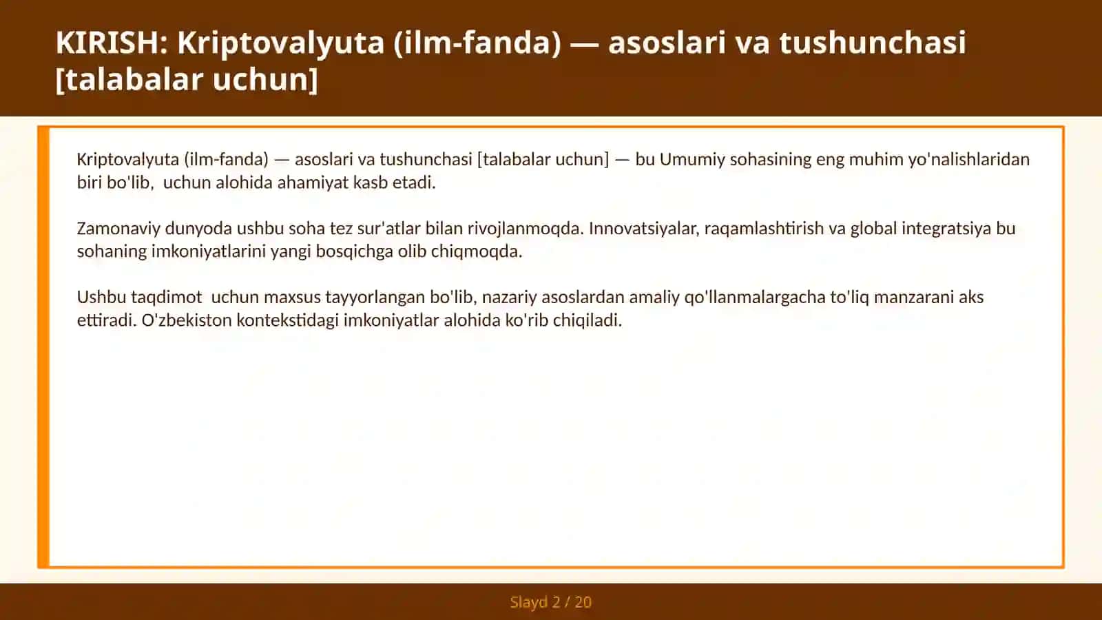 KRIPTOVALYUTA (ILM-FANDA) — ASOSLARI VA TUSHUNCHASI [TALABALAR UCHUN] 2