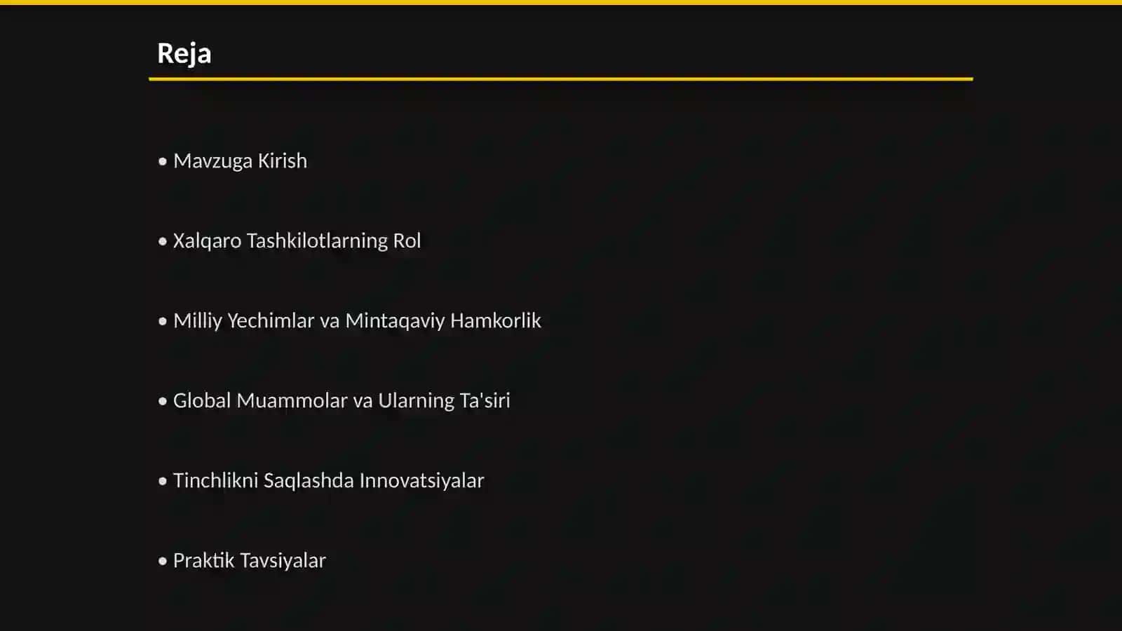 Tinchlik va Xavfsizlikni Taminlash: Global Muammolar Bilan Kurashish 2