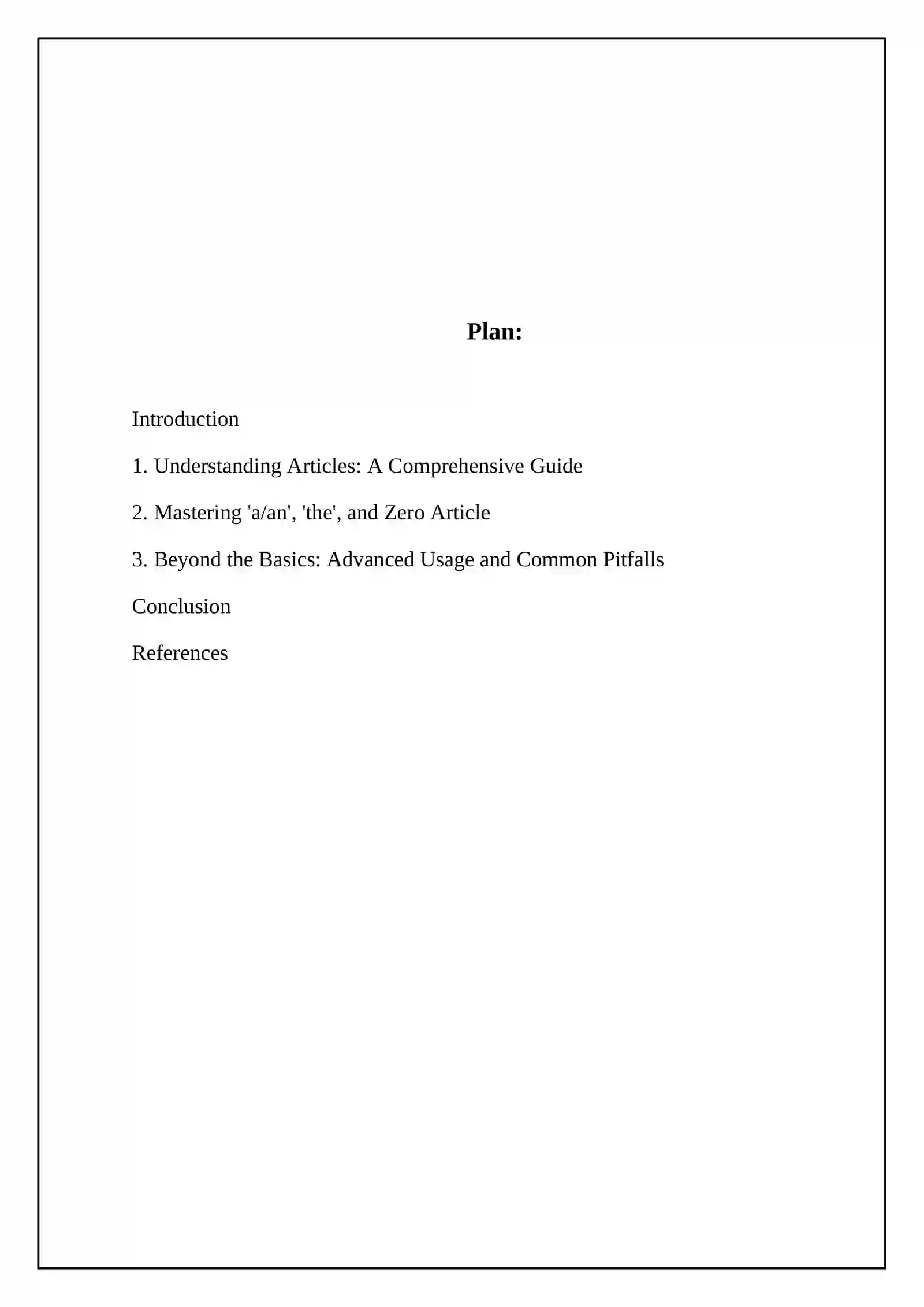 Articles a/an, the and zero Article 2