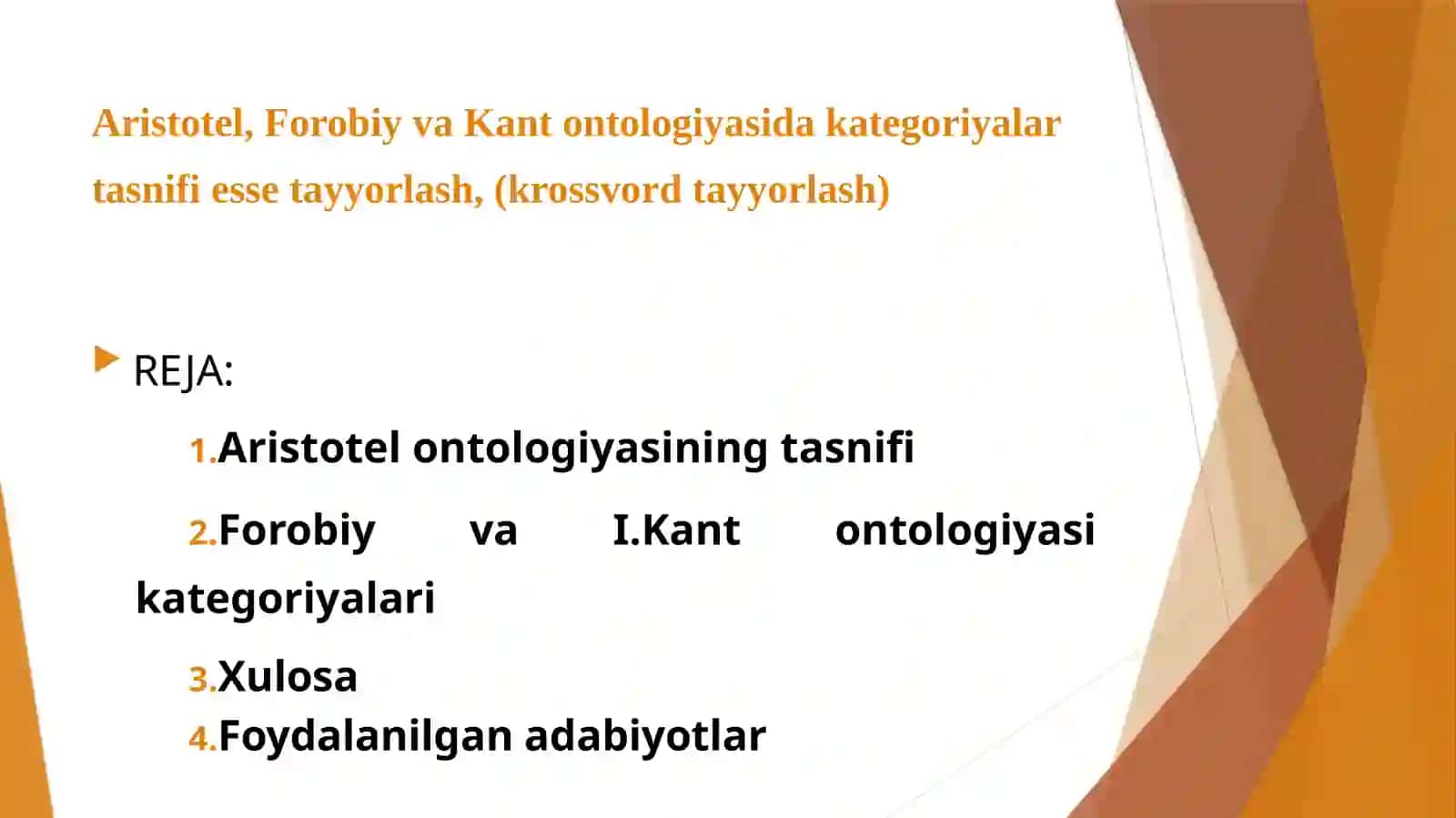 Aristotel ontologiyasining tasnifi 2