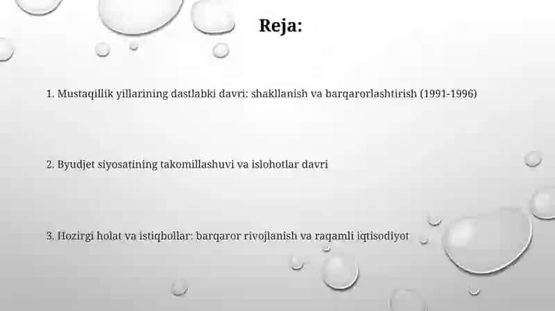 Mustaqillik yillaridao’zbekiston Respublikasi byudjet siyosati 2