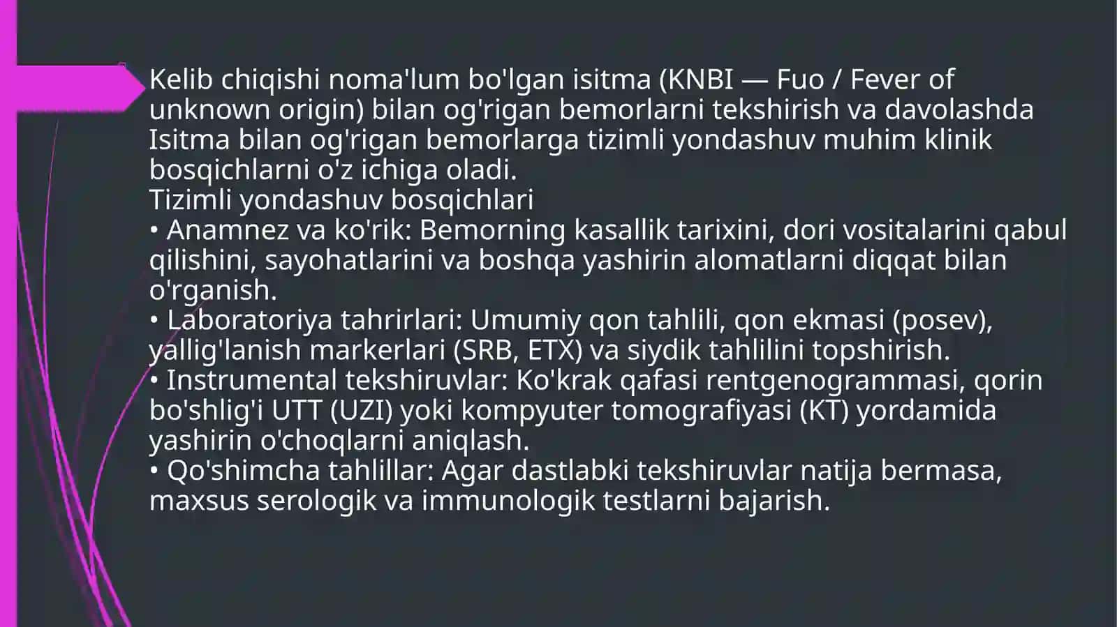Kelibchiqishinoma'lumbo'lganisitma(KNBI —Fuo/ Fever of unknown origin) 2