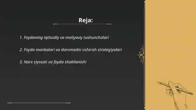 Korxonada foydani shakillantirish va oqilona taqsimlash 2