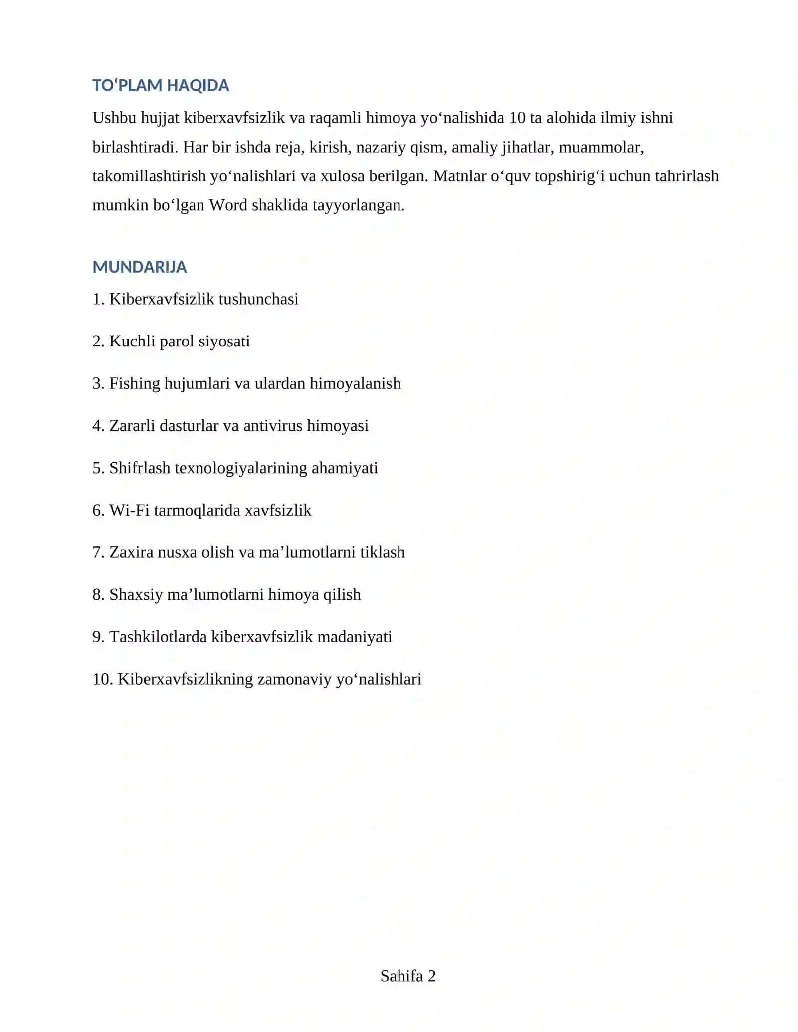 Kiberxavfsizlik va Raqamli Himoya 2
