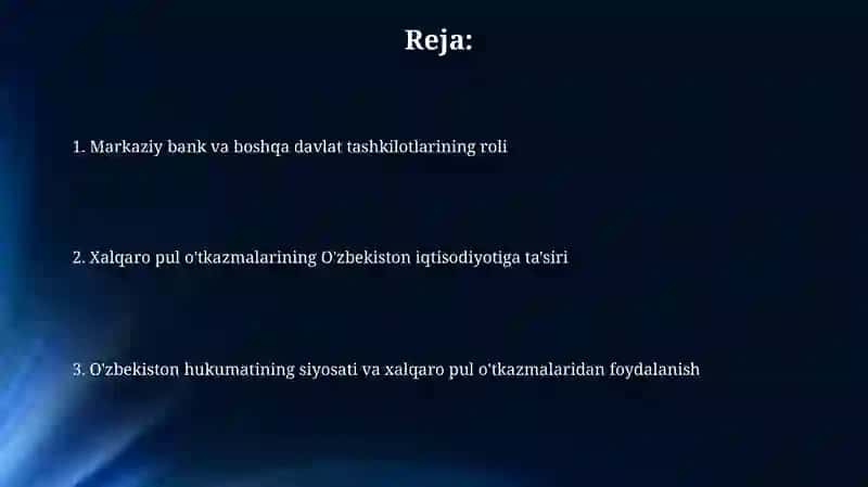 Xalqaro pul o'tkazmalarining O'zbekiston iqtisodiyotining rivojlanishidagi roli 2