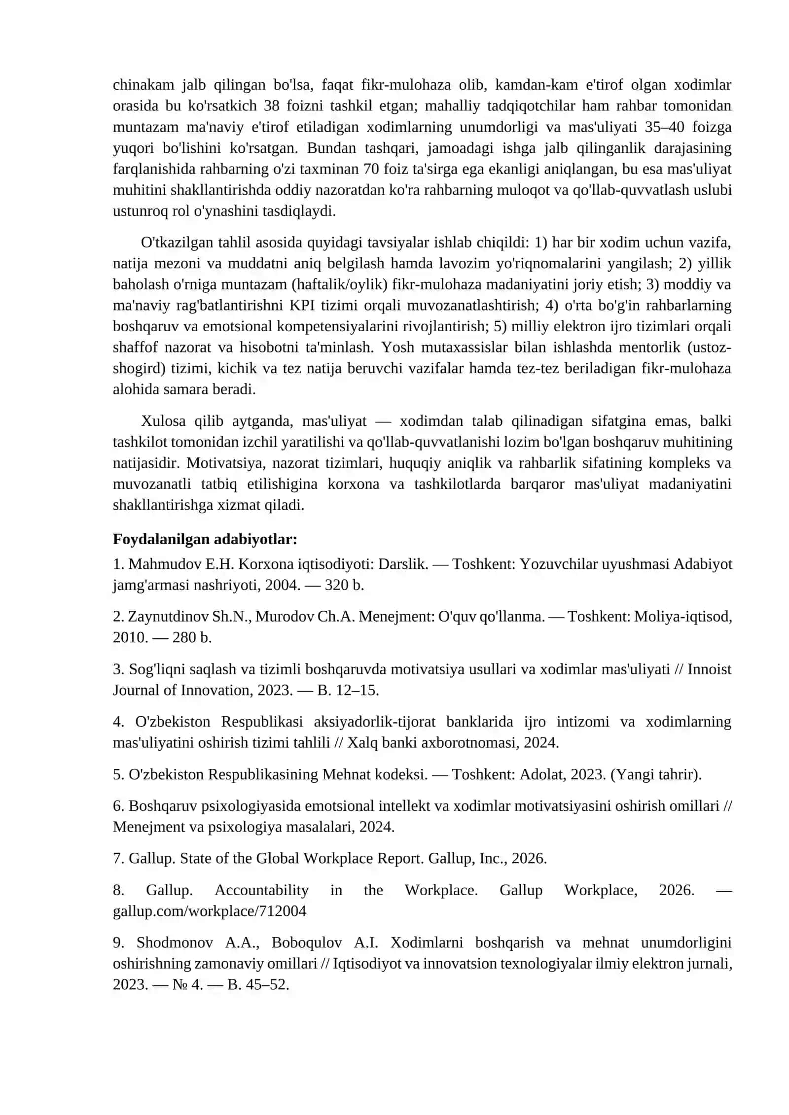 Xodimlar Mas'uliyatini Oshirishni Takomillashtirish 2