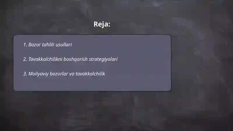 Bozor va tavakkalchilik 2
