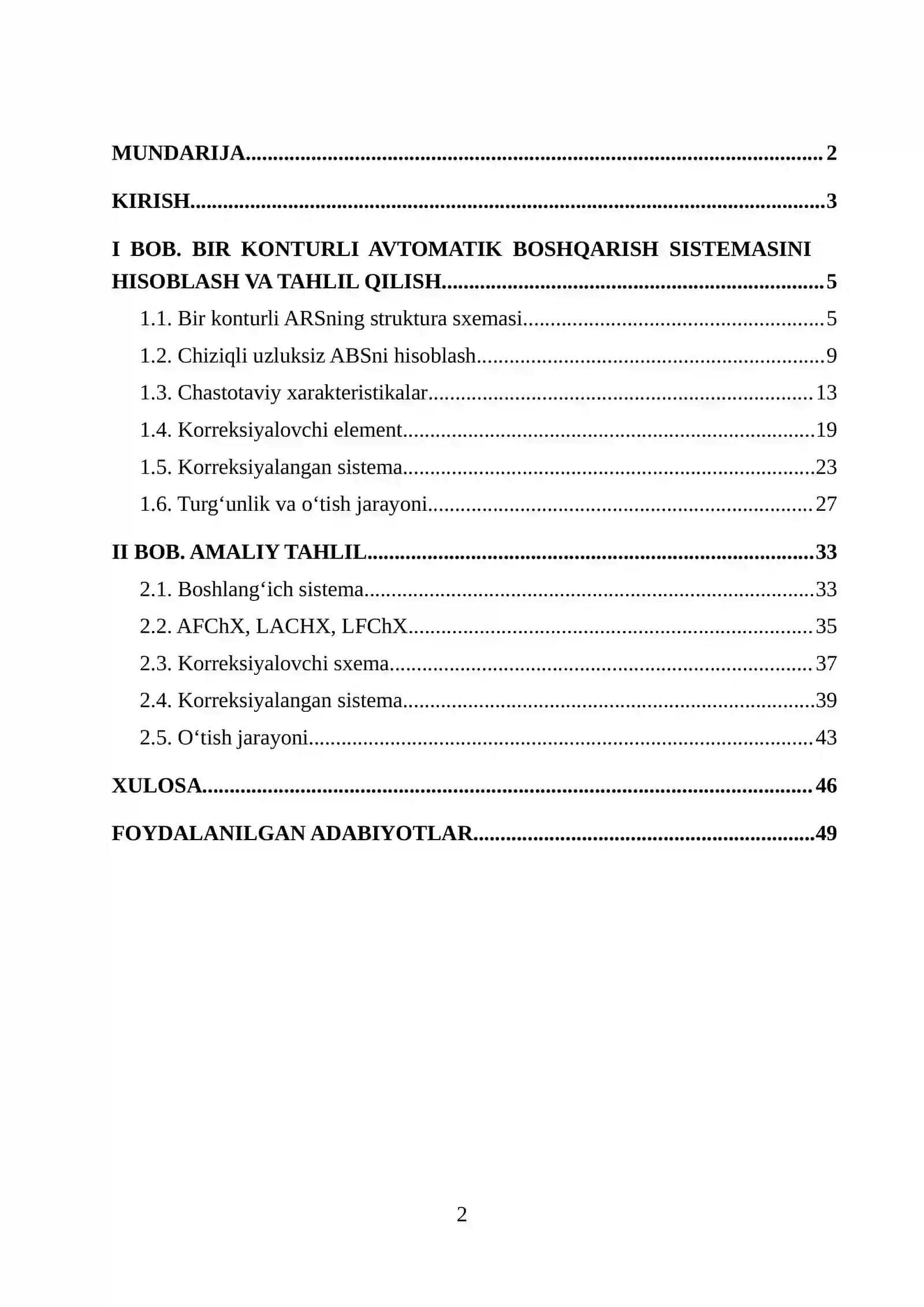“Sovutgichda temperaturani ABTning turg‘unligini tahlil qilish” Kurs ishi 2