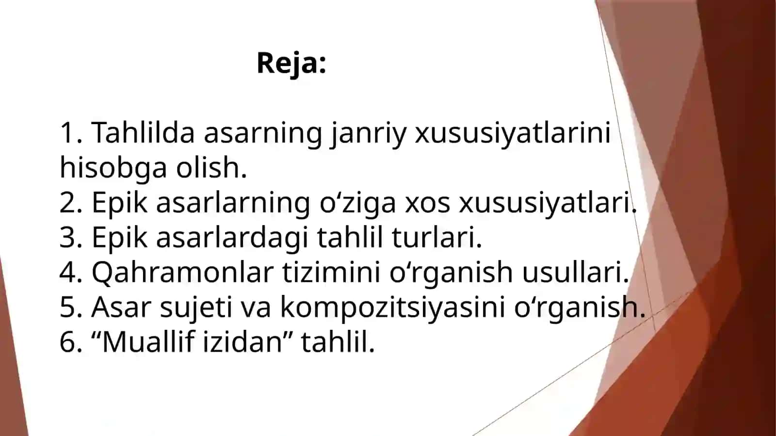 Epik asarlar tahlili, matn ustida ishlash yo‘llari (“Xamsa” dostonlari misolida) 2