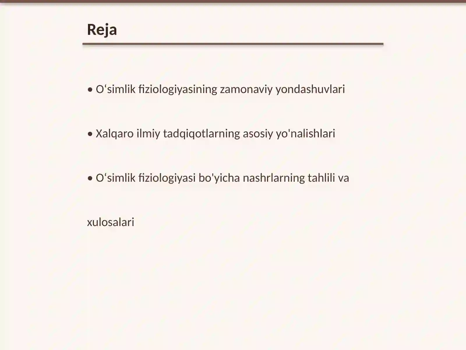Oʻsimlik fiziologiyasi yuzasidan chet el ilmiy tadqiqotlar va ular haqida ilmiy maqolalarni tahlil etish 2