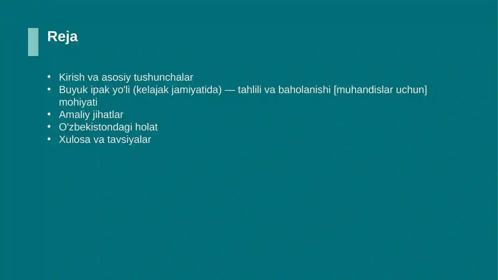 Buyuk ipak yo'li (kelajak jamiyatida) — tahlili va baholanishi [muhandislar uchun] 2