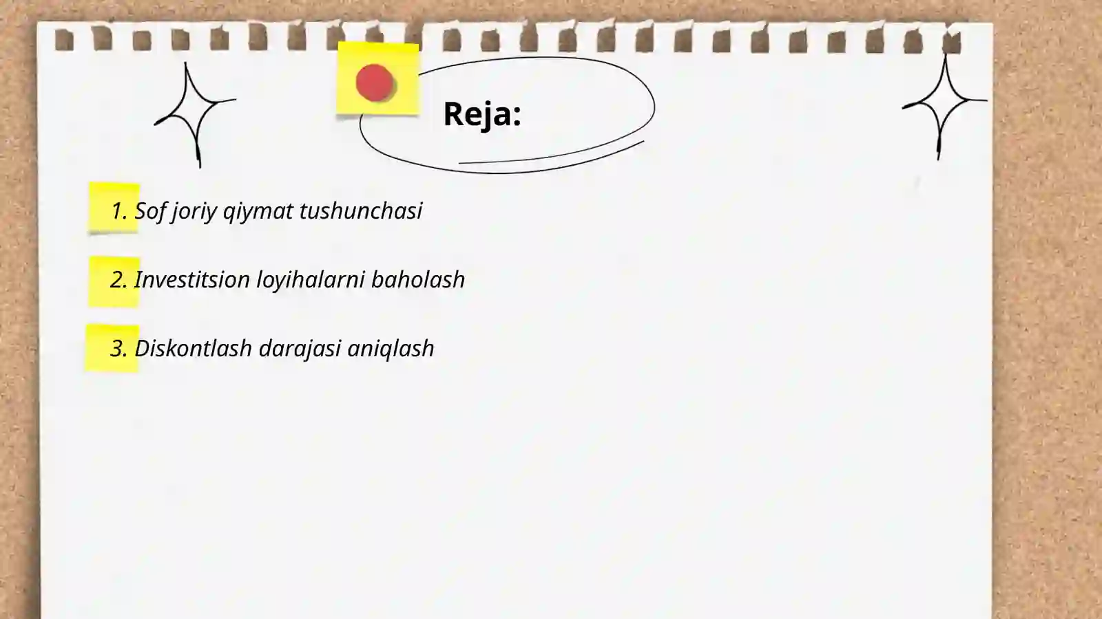 Sof joriy qiymat usullari boʻyicha investitsion qarorlarni qabul qilish 2