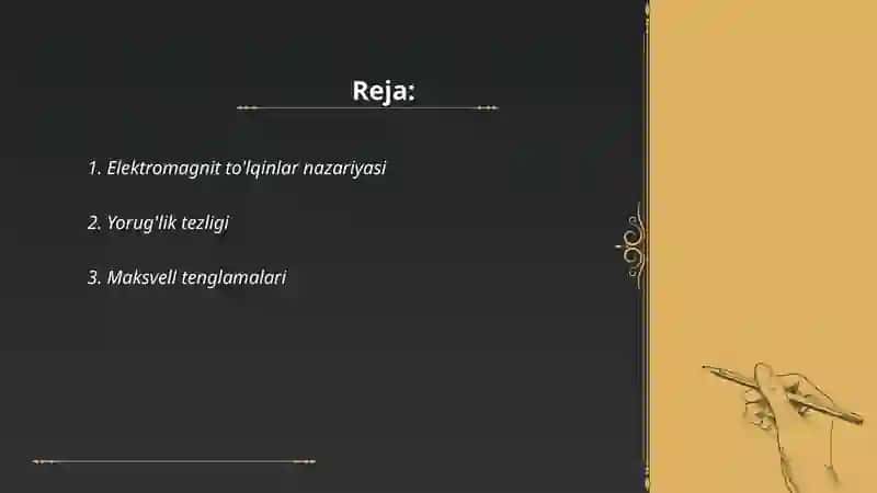 Elektromagnit to'lqinlarning tarqalish tezligi 2