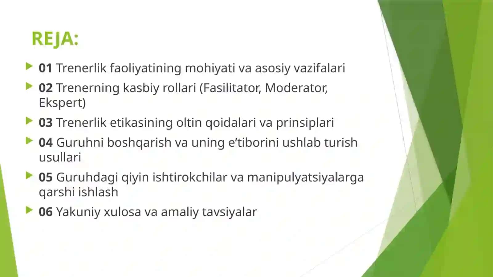 TRENERNING KASBIY RO’LLARI, ETIKASI VA GURUHNI BOSHQARISH USULLARI 2