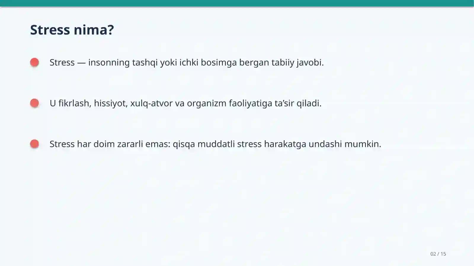 Stress va stressni boshqarish 2