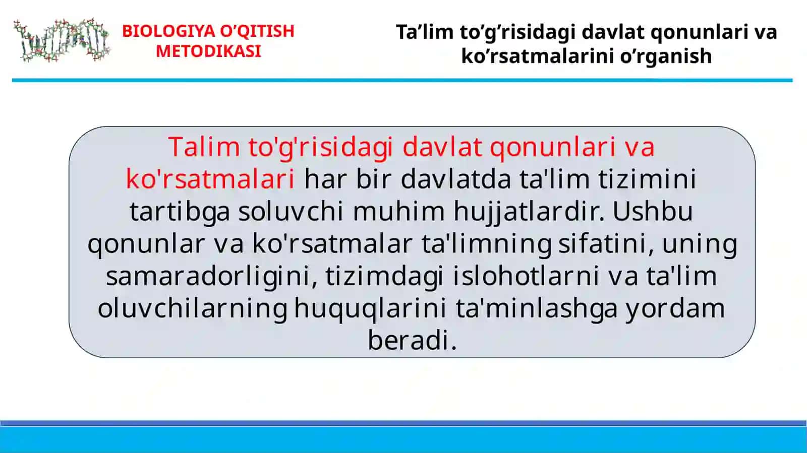 BIOLOGIYA O’QITISH METODIKASI 2