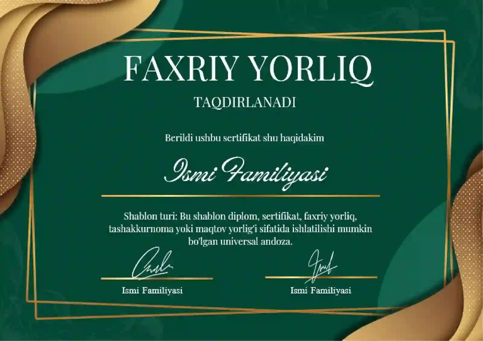 Faxriy Yorliq 2