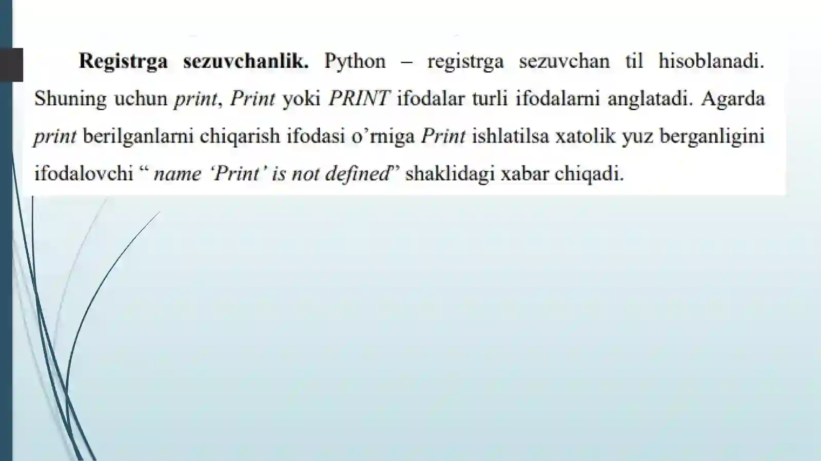 Python (Basic) Kommentariyalar (Izohlar) 2