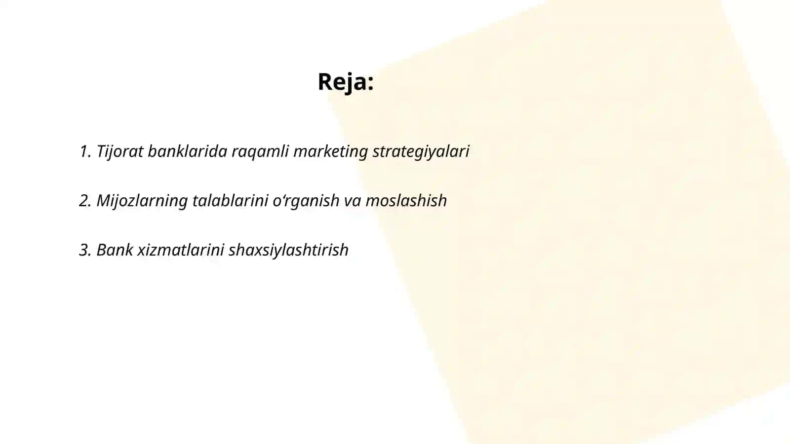 TIJORAT BANKLARIDA BANK MARKETINGGI VA MIJOZLAR ISHLASHNING INNOVATSION STRATEGIYALARI 2