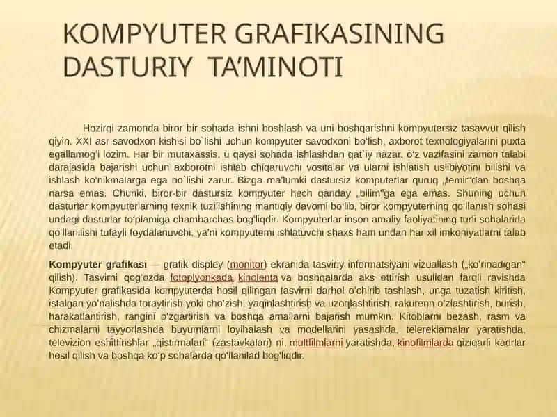 Kompyutergrafikasining dasturiy ta’minoti 2