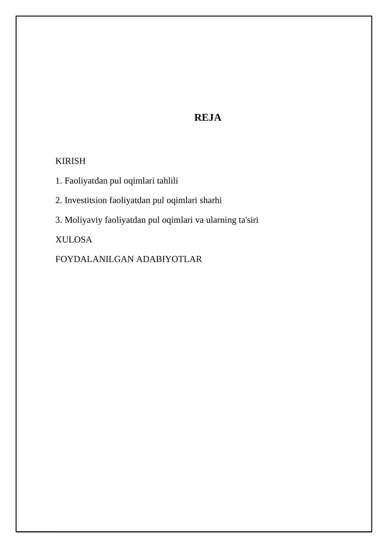 Pul oqimlari to'grisidagi hisobot 9-BHMS 2