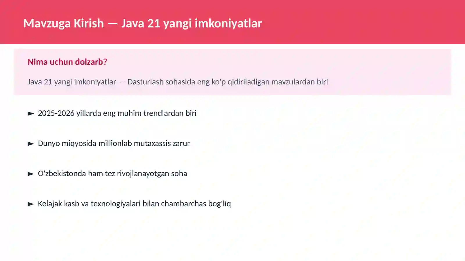Java 21 yangi imkoniyatlar 2