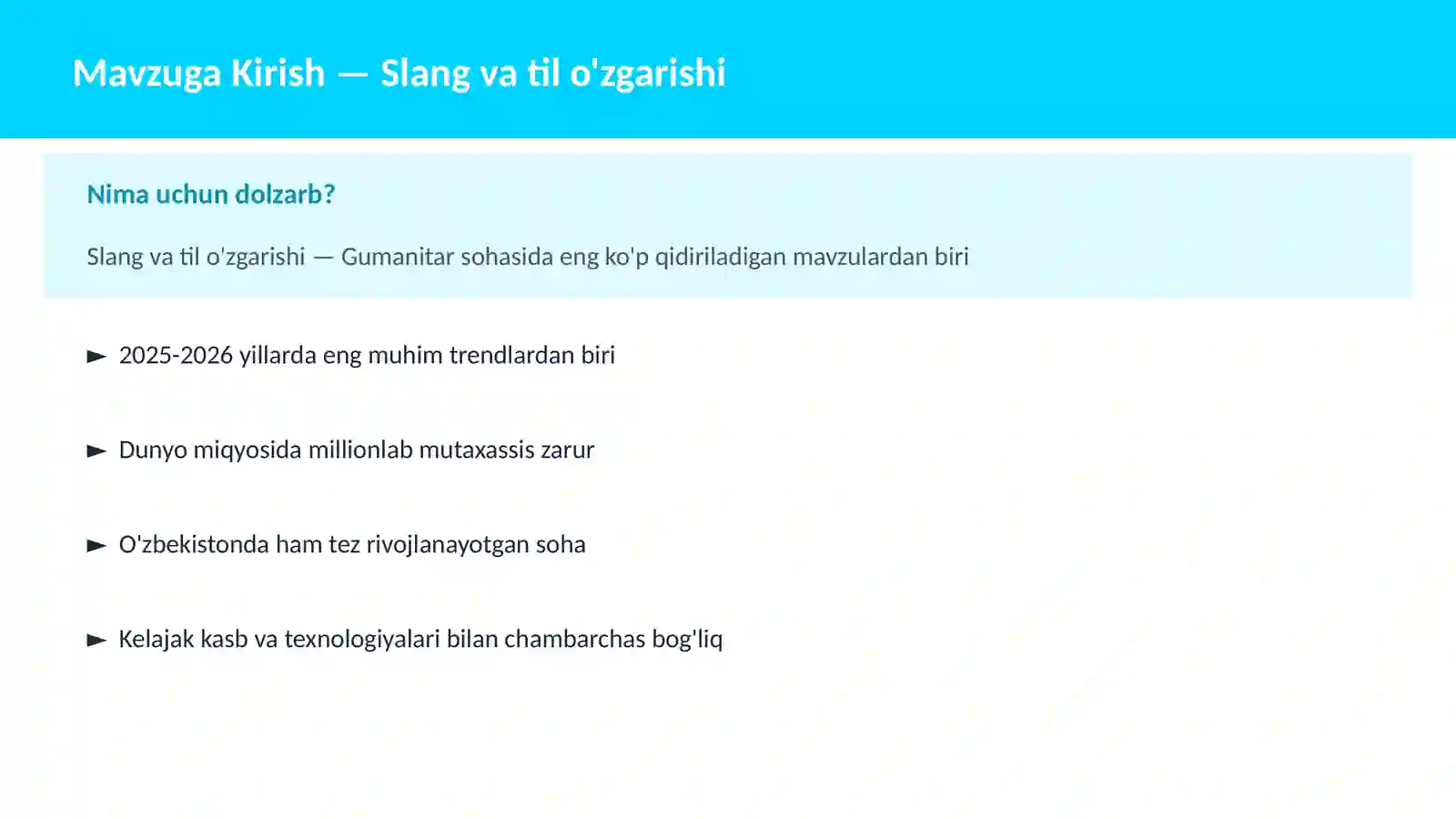 Slang va til o'zgarishi 2