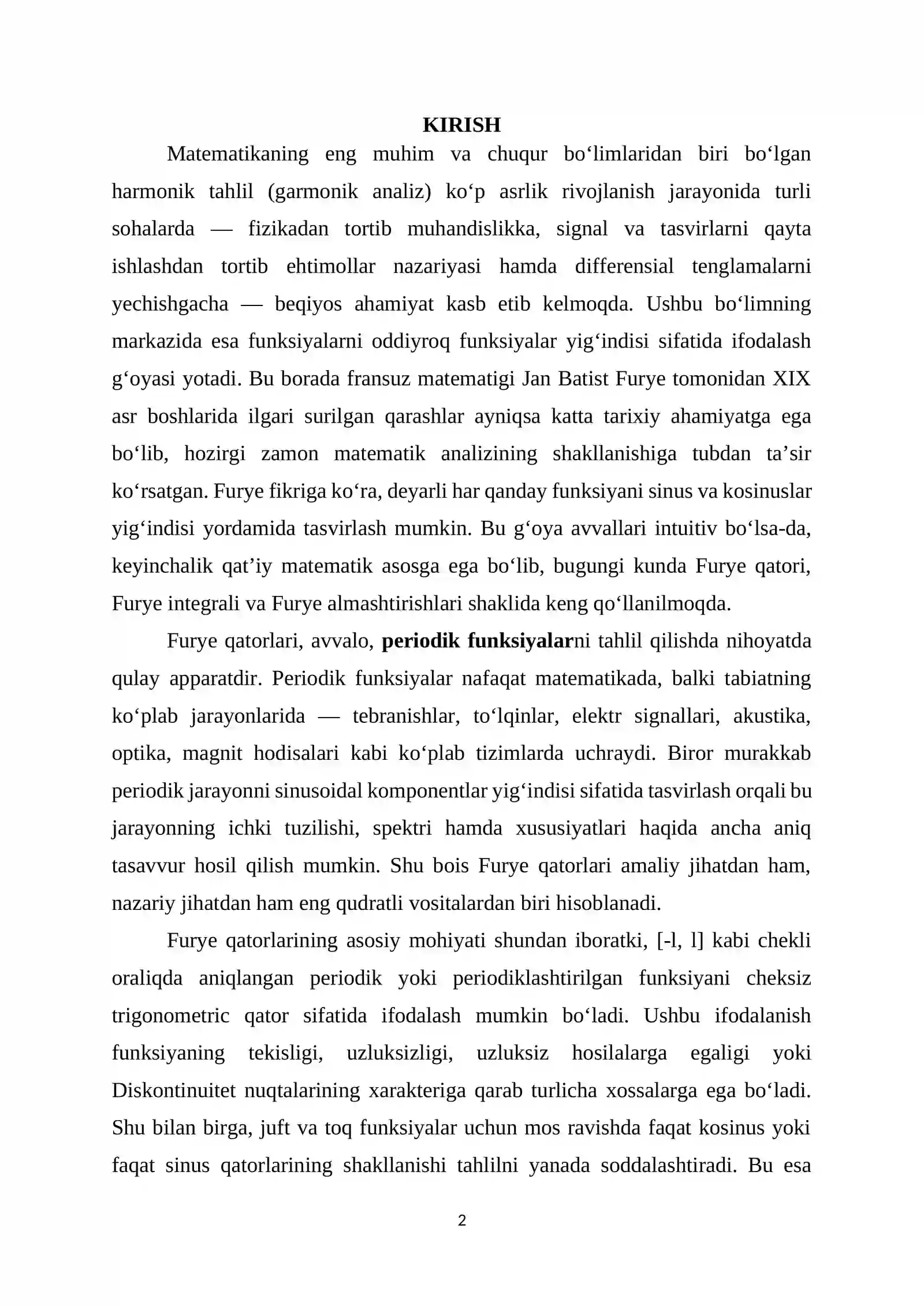Furye integrali va Furye almashtirishi 2