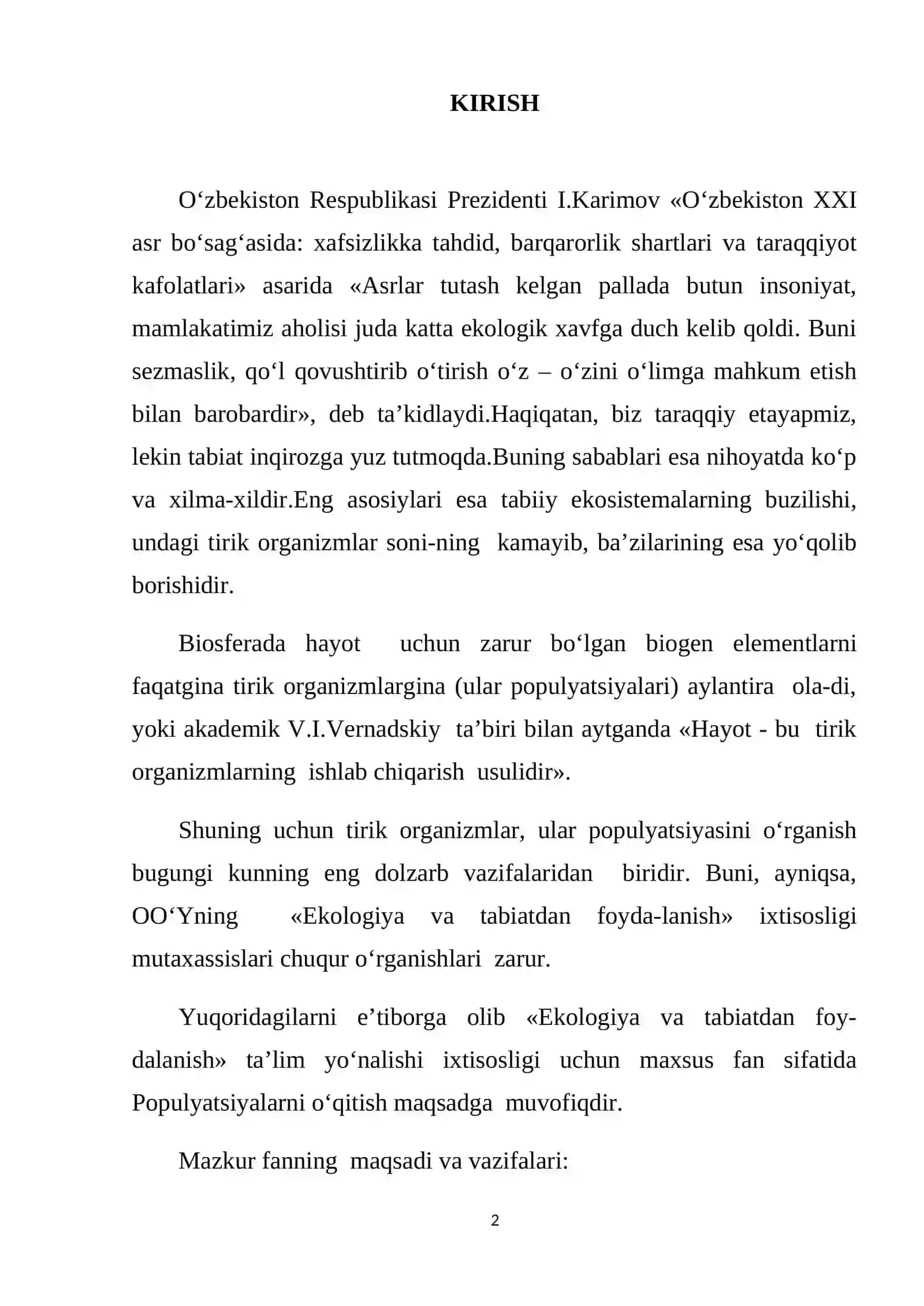 Populyatsiyada individlar sonining o’zgarishi 2